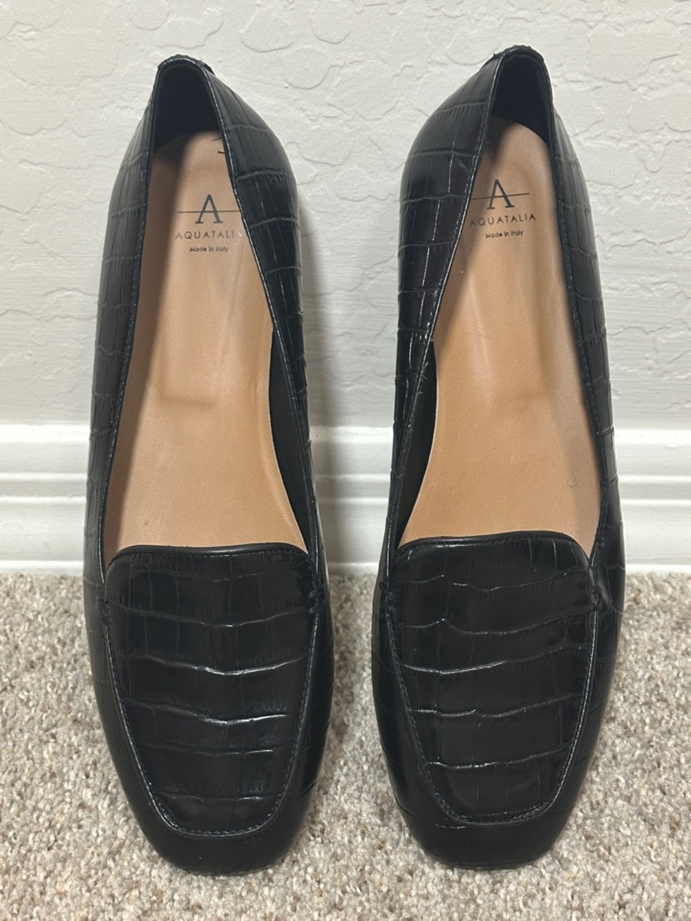 Aquatalia Black Croc Embossed Waterproof Loafers Made in Italy Size 11 NEW